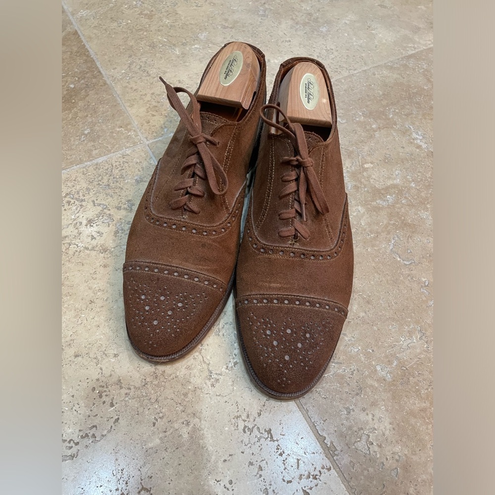 Men’s Polo Ralph Lauren brown suede Cap Toe Dress shoe